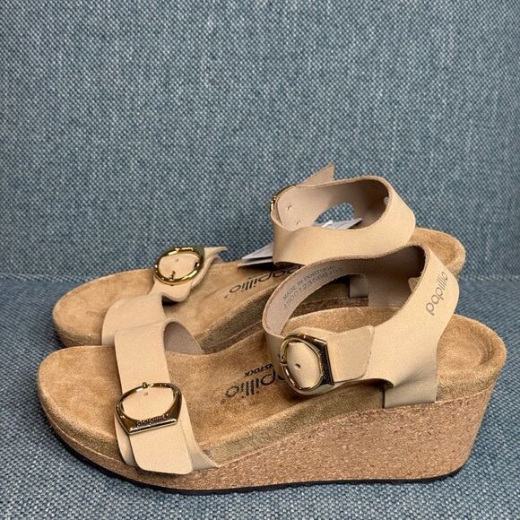 Birkenstock Women’s Papllio Soley Sandcastle Nubuck Wedge Sandals size 7 - Picture 3 of 8